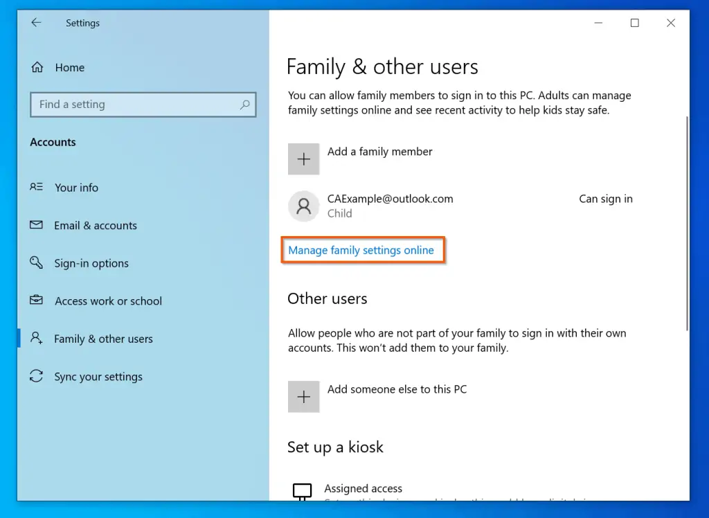 Manage Family Settings Online and Enable Parental Controls