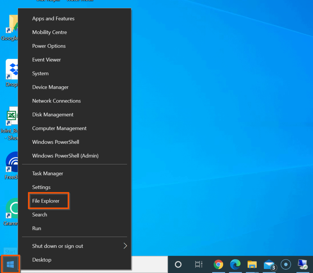 Different Ways To Open File Explorer In Windows 10 - Open File Explorer By Start Menu Right-click Method