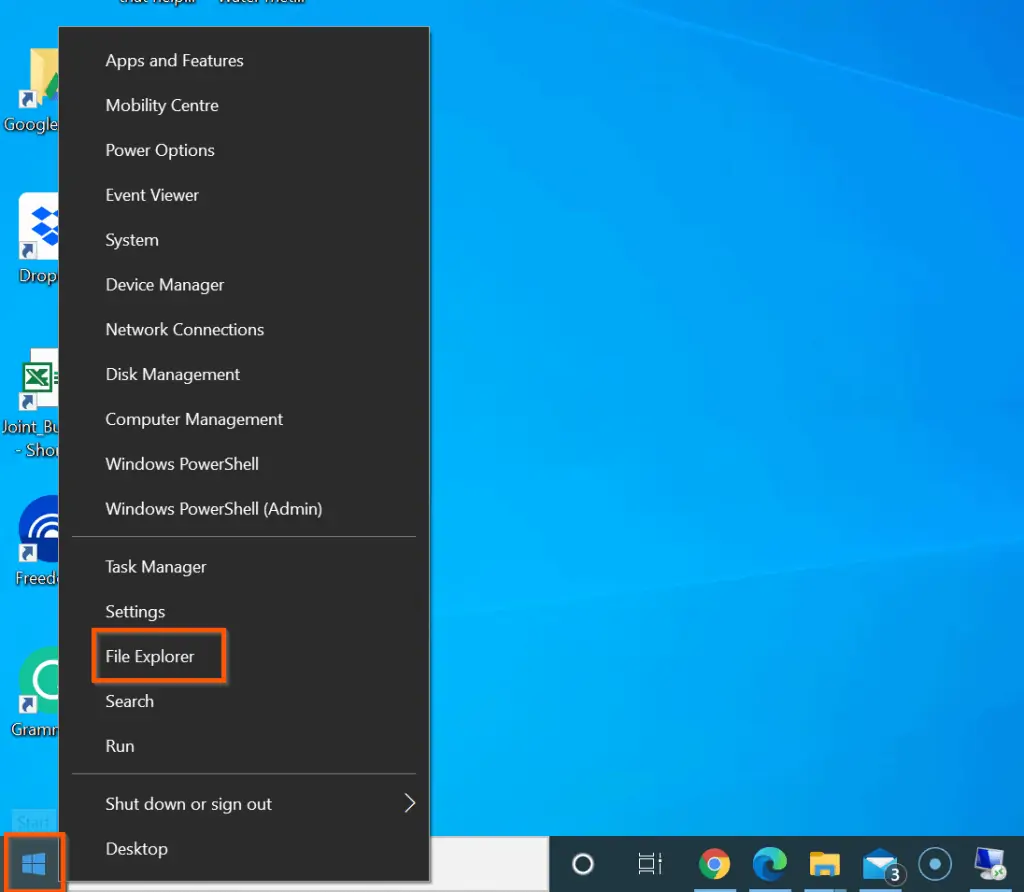 Different Ways To Open File Explorer In Windows 10 - Open File Explorer By Start Menu Right-click Method