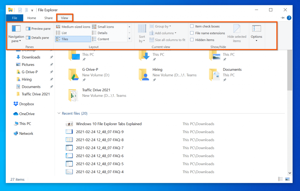 Windows 10 File Explorer 