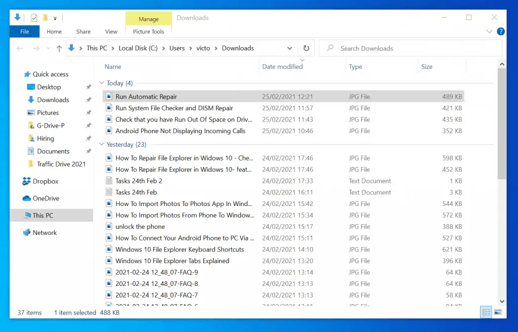 How To Reset File Explorer To Default View In Windows 10 - default file explorer view