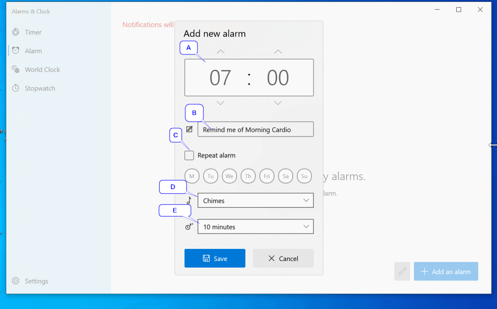 How To Use Alarms In Windows 10