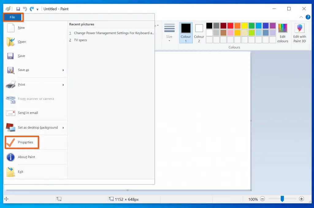 Help With Paint In Windows 10: How To Adjust Paint Canvas From Paint Properties