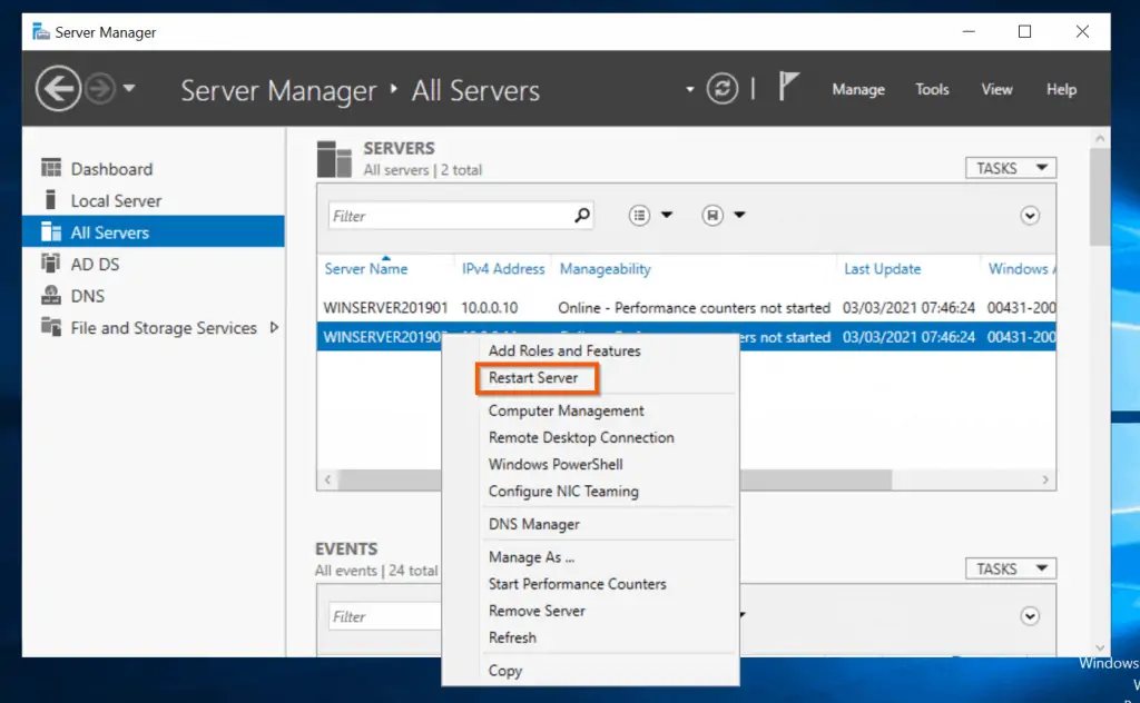 What You Can Do In Server Manager? - Restart Remote Server