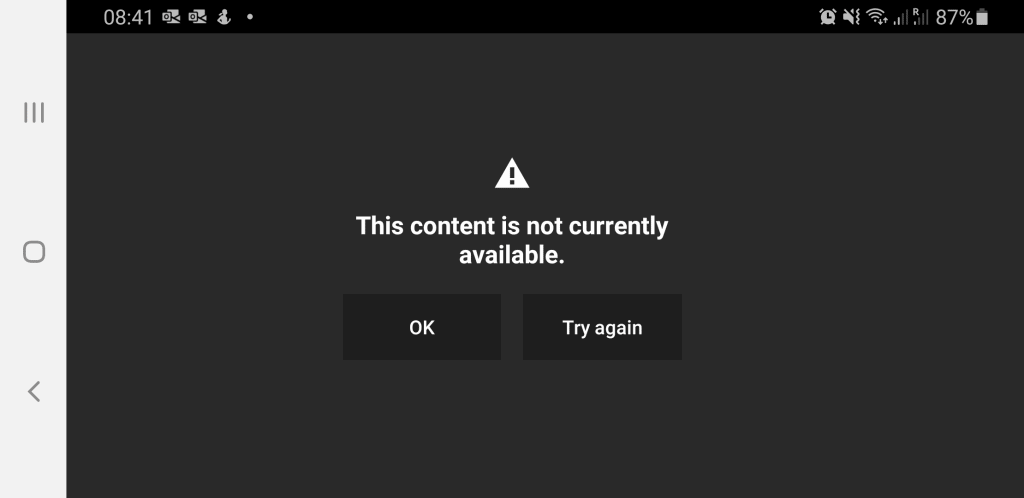 This Content Is Not Currently Available" on BBC iPlayer error. 