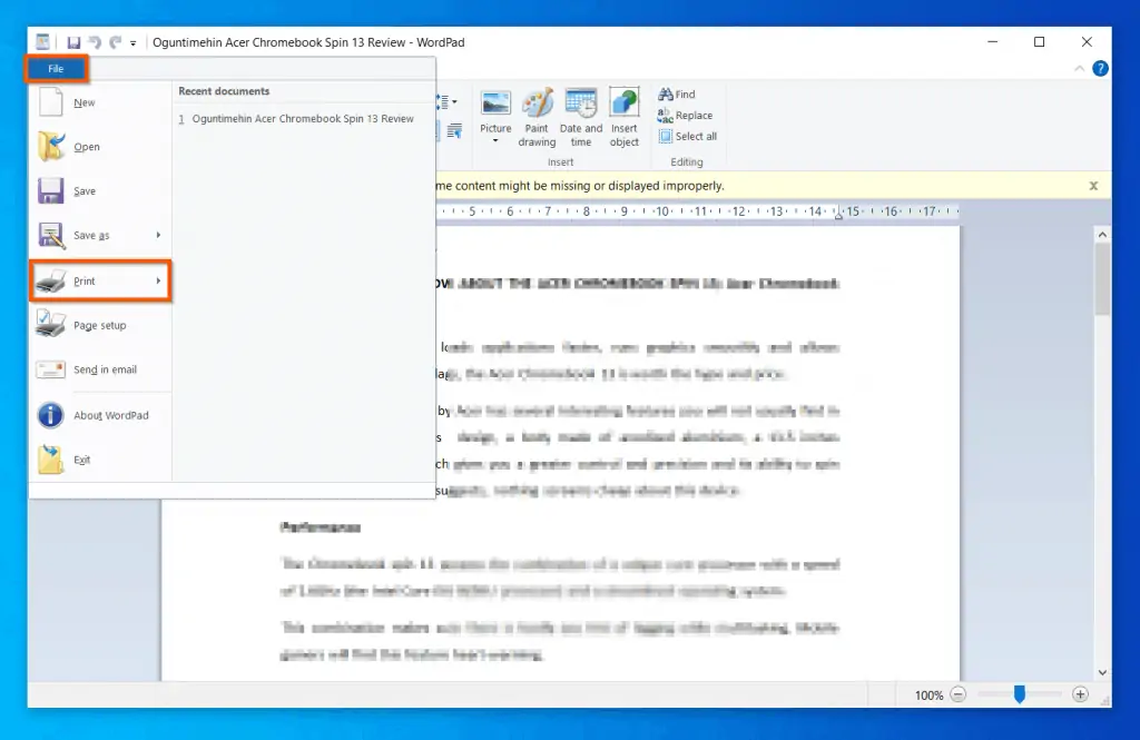 How To Save A WordPad Document As A PDF