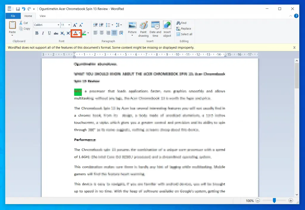 How To Change Text And Background Colors In WordPad