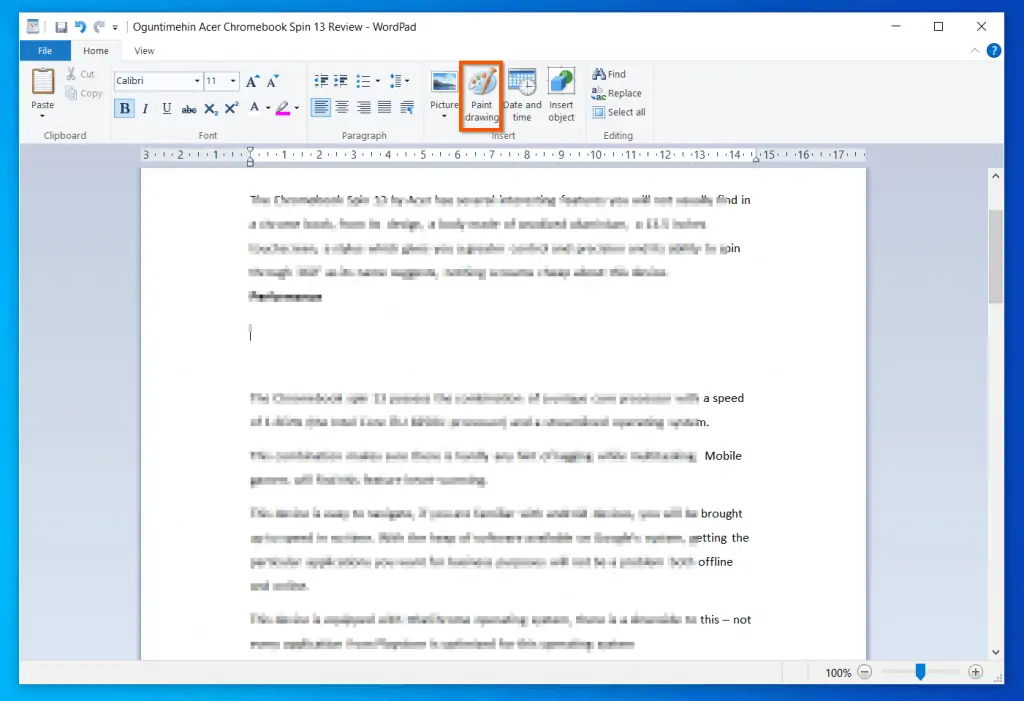 How To Use Paint Drawing In WordPad