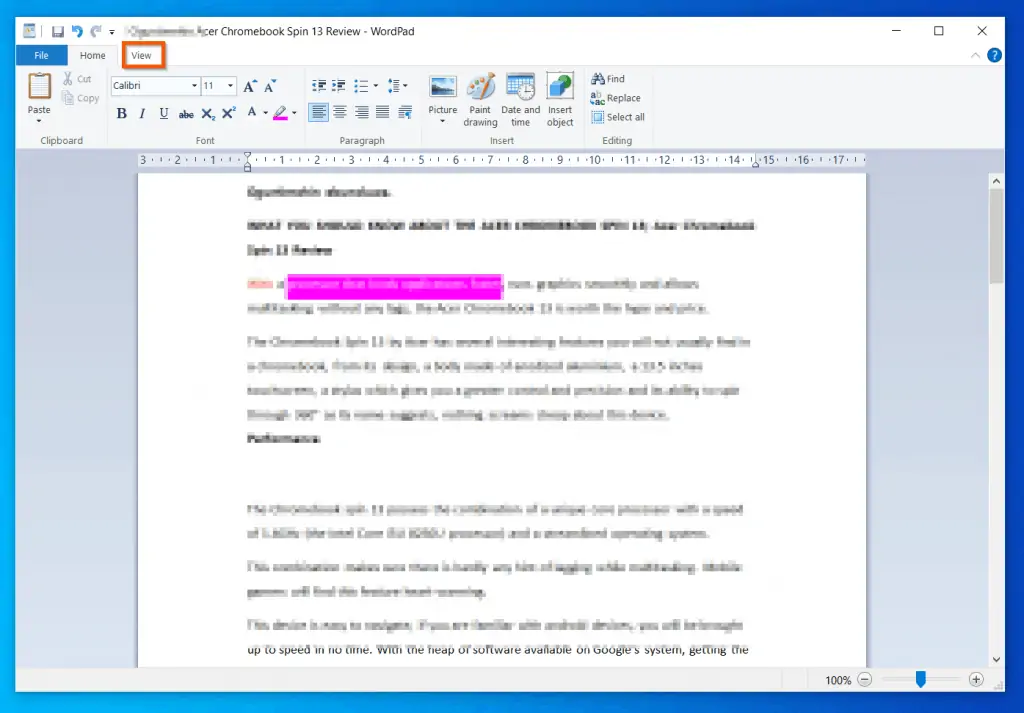 Help With WordPad In Windows 10: How To Zoom In And Zoom Out In WordPad