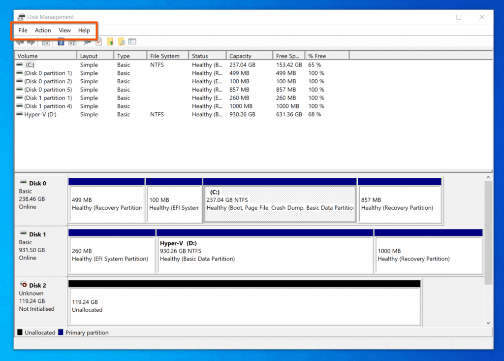 Windows 10 Disk Management Disk Management Menu Explained