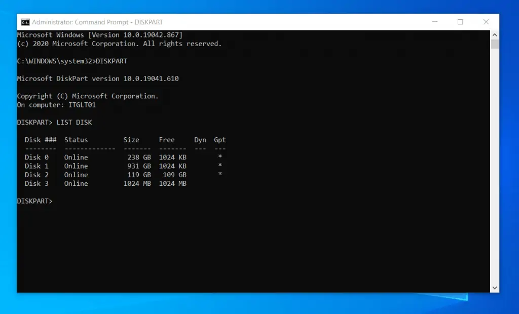 Windows 10 Disk Management:  How To UnInitialize A Drive With DISKPART 