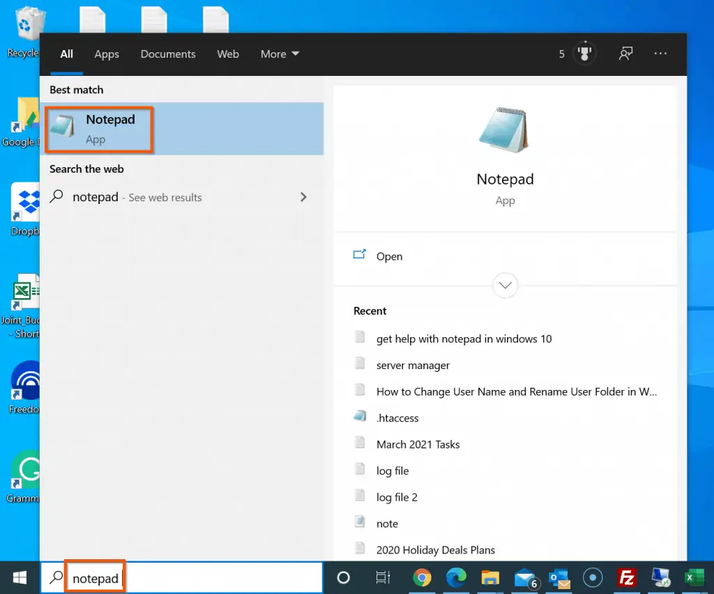 Get Help With Notepad In Windows 10: How To Open Notepad In Windows 10 - Open Notepad Via Search