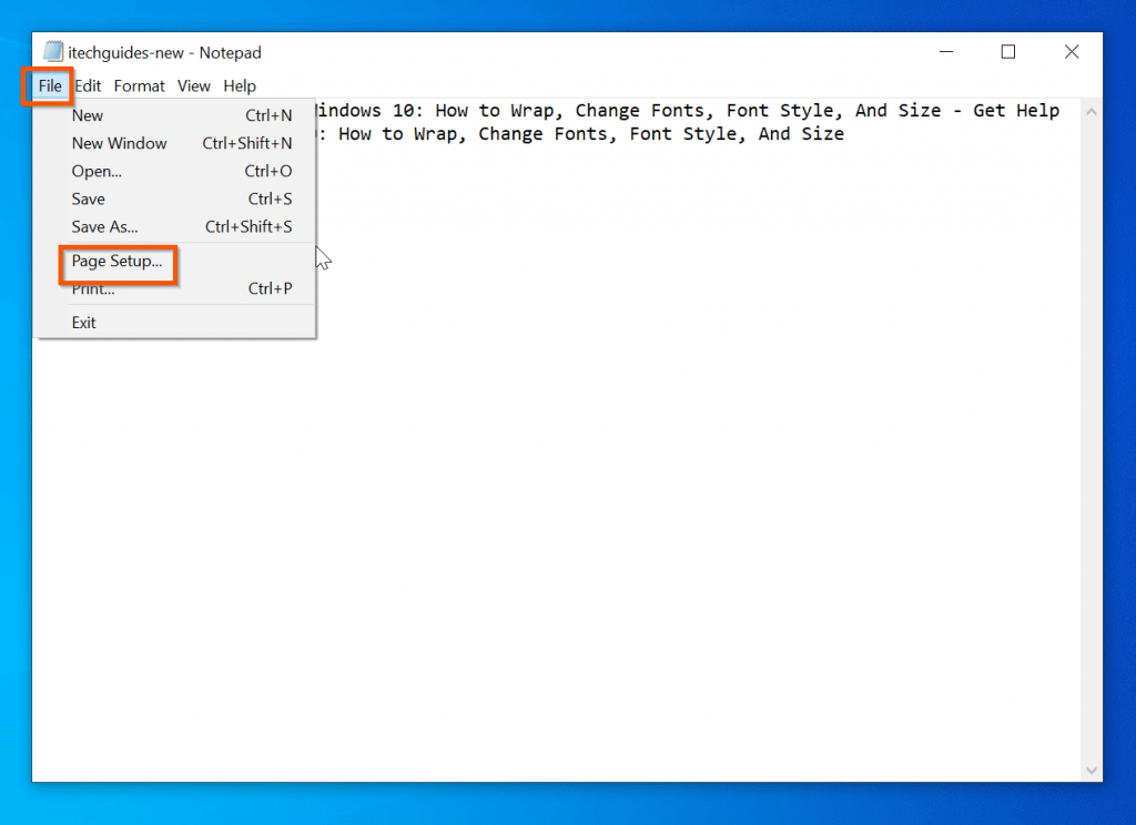 How To Change Page Setup In Notepad