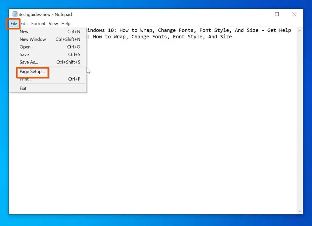 How To Change Page Setup In Notepad