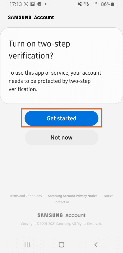 how to access samsung cloud - enable 2-factor authentication