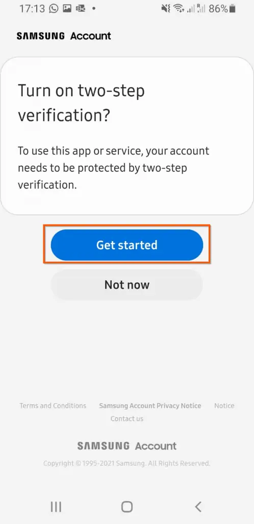 how to access samsung cloud - enable 2-factor authentication