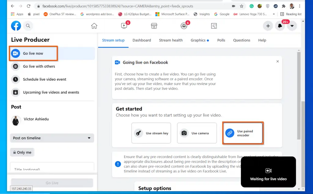 How To Go Live On Facebook With Paired Encoder