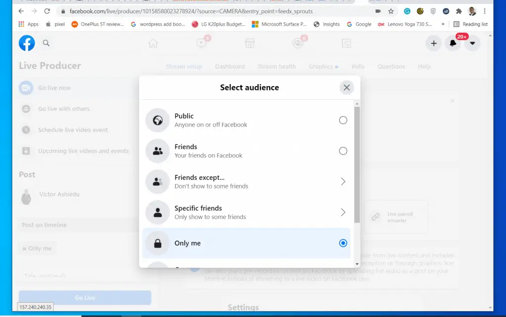 Facebook Live Privacy Settings