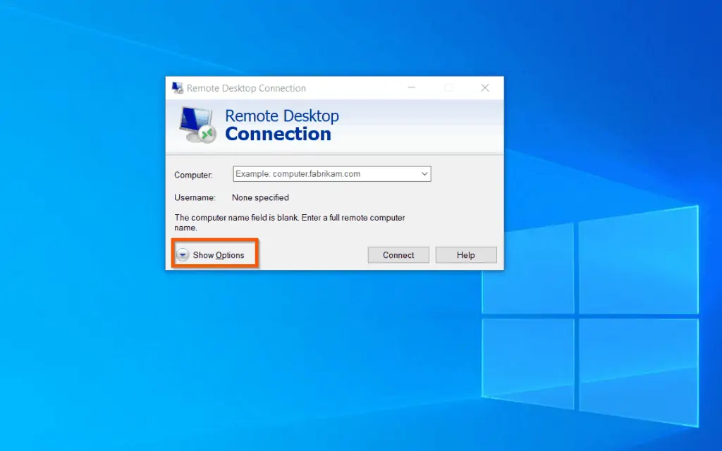 How to Remote Connect To Windows 10 PC With The Remote Desktop Connection App - Configure Remote Desktop Connect General Options
