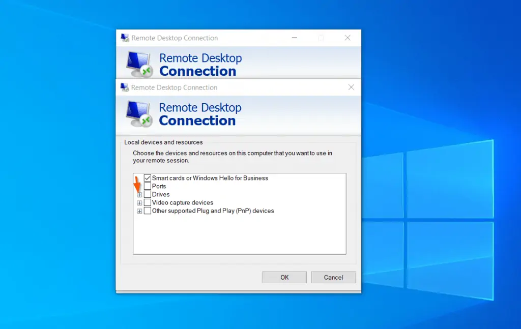 How to Remote Connect To Windows 10 PC With The Remote Desktop Connection App - Configure Remote Desktop Connection Local Resources Options