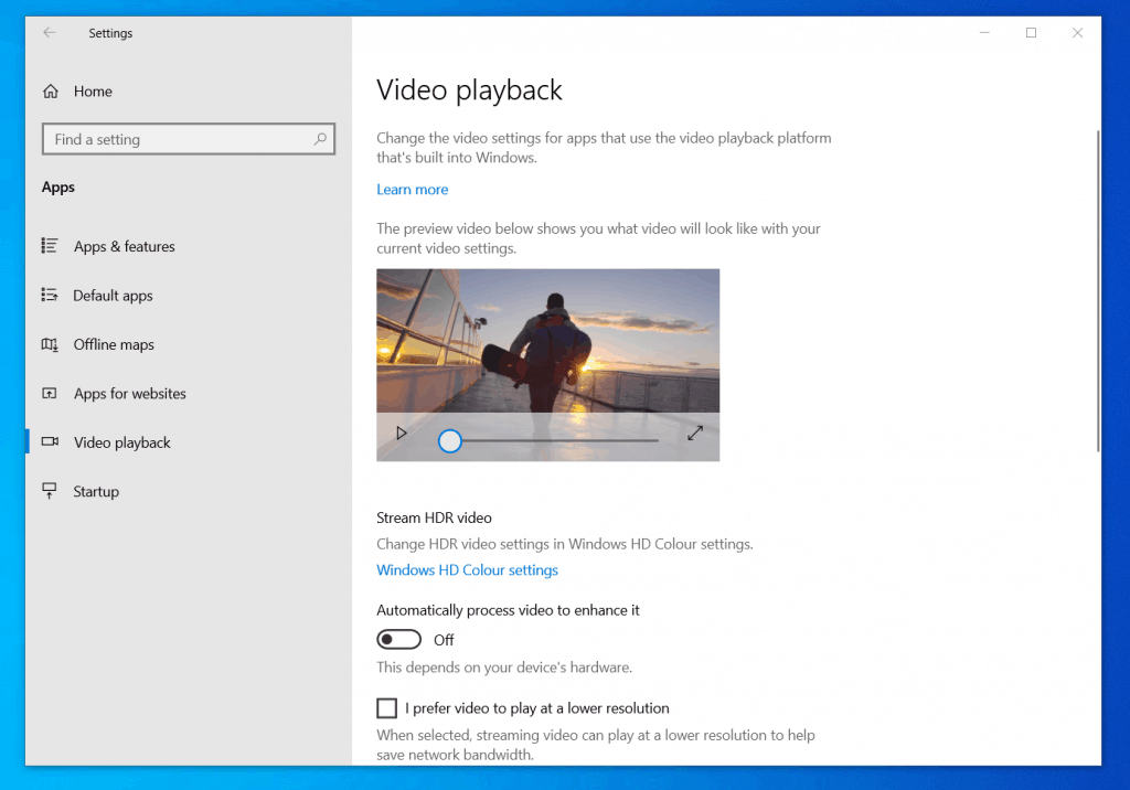 How To Change Video Playback Settings In Windows 10