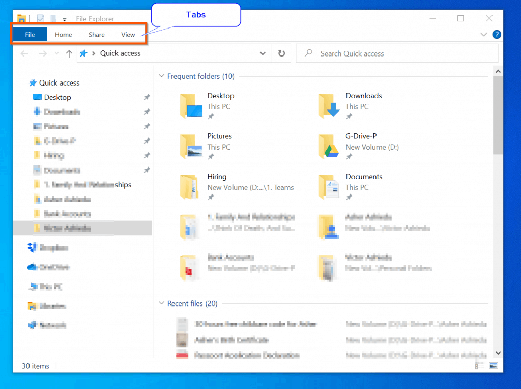 File Explorer Navigation in Windows 10