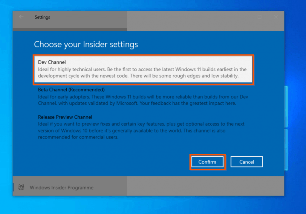 Comment mettre à niveau manuellement Windows 10 vers Windows 11 (canal de développement Insider Preview) - étape 1 Rejoignez le programme Windows Insider