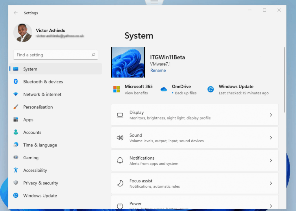 Windows 10 vs Windows 11: Windows Settings 