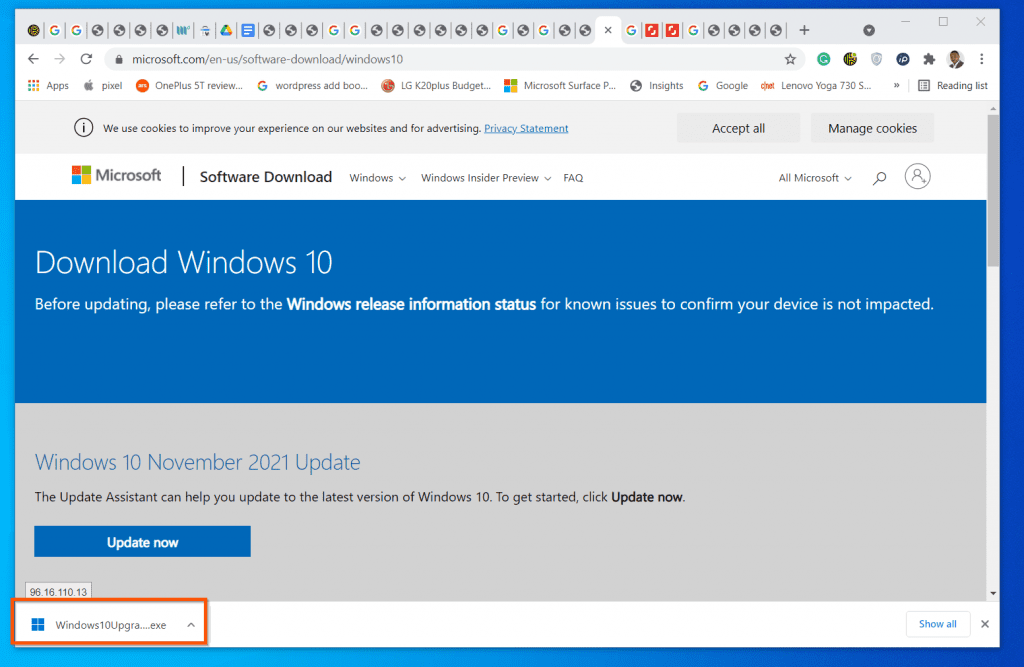 Étapes pour installer manuellement la mise à jour Windows 10 21H2