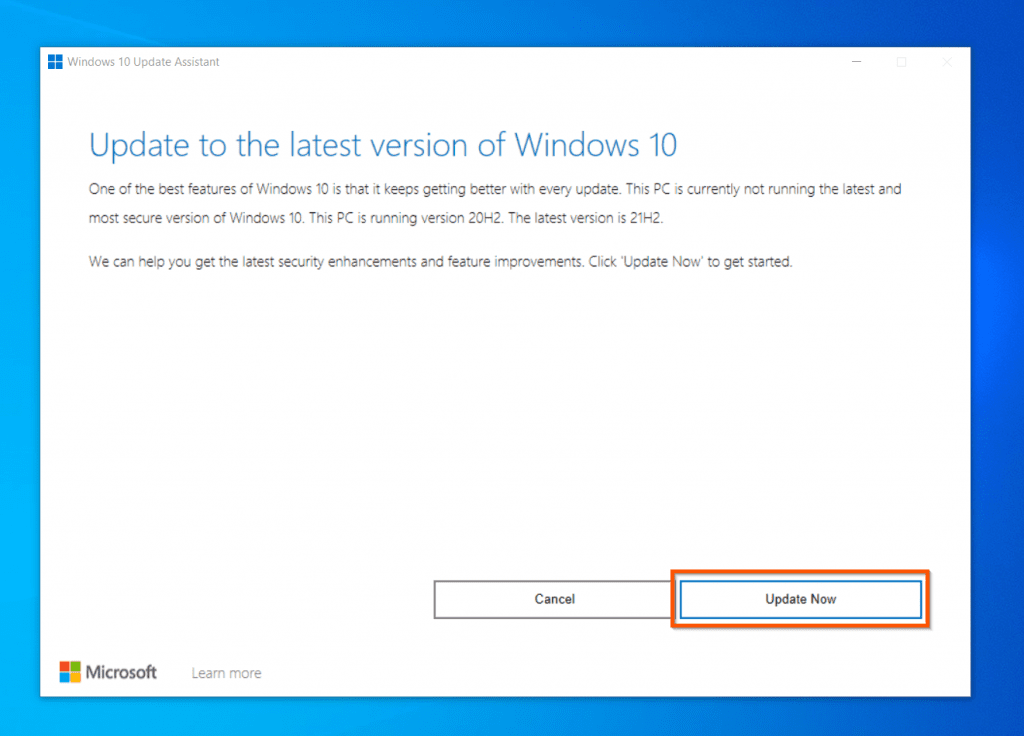 Étapes pour installer manuellement la mise à jour Windows 10 21H2