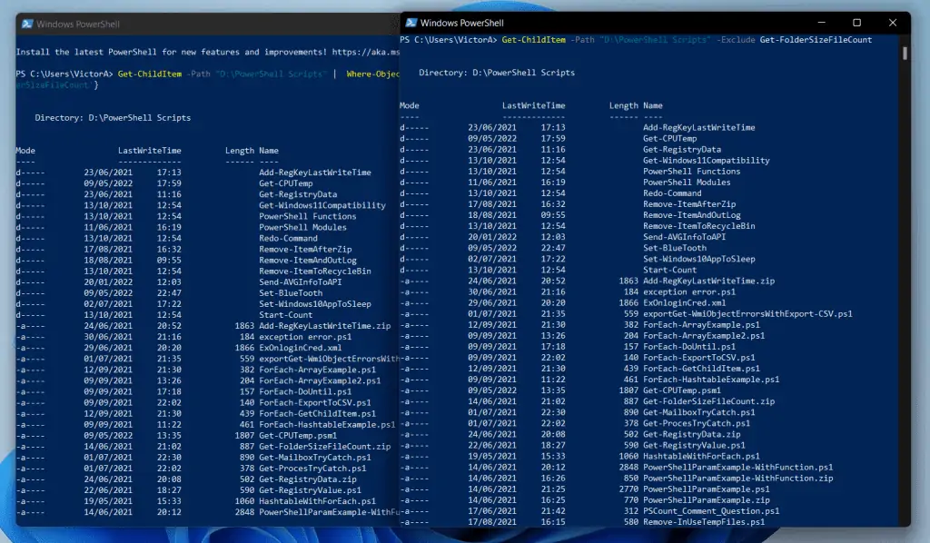 How To Exclude A Sub-folder In PowerShell Get-Childitem Command