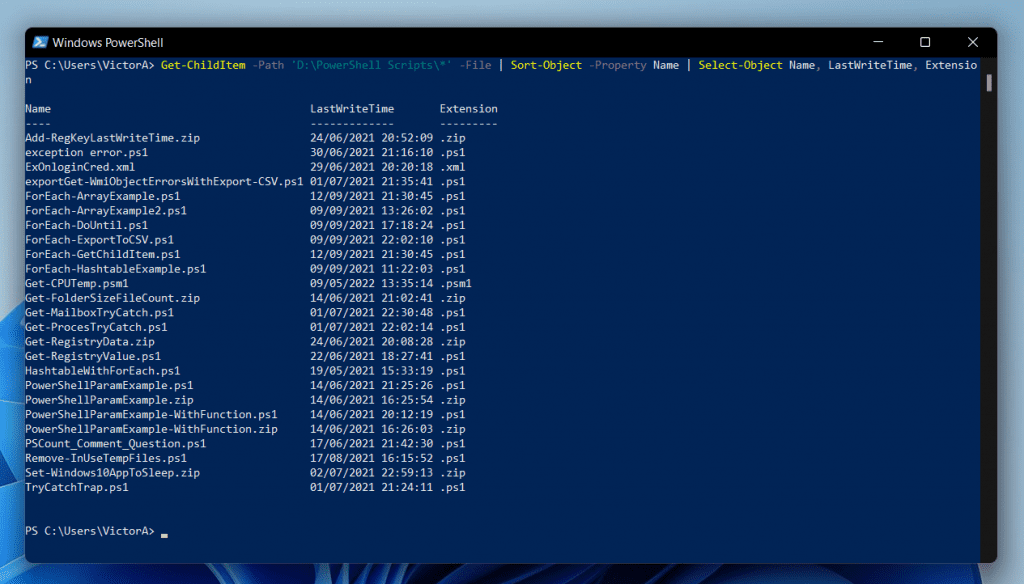 How To Order The Output Of PowerShell Get-Childitem By Date, Name, Size, Or File Extension