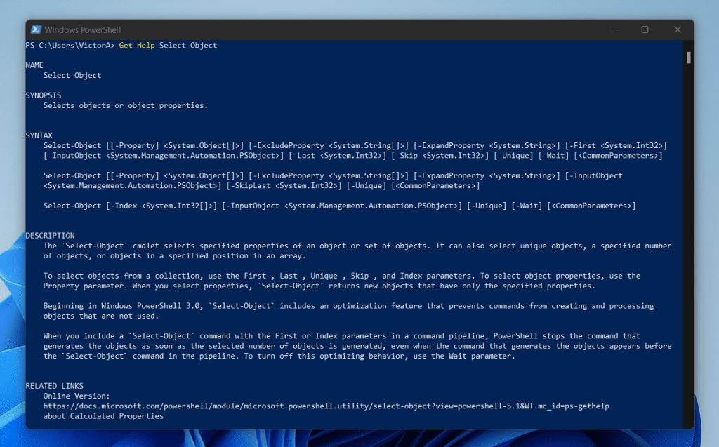 Syntax Of PowerShell Select-Object