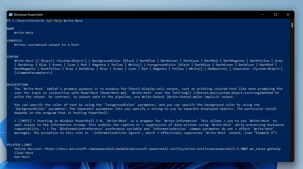Syntax Of PowerShell Write-Host