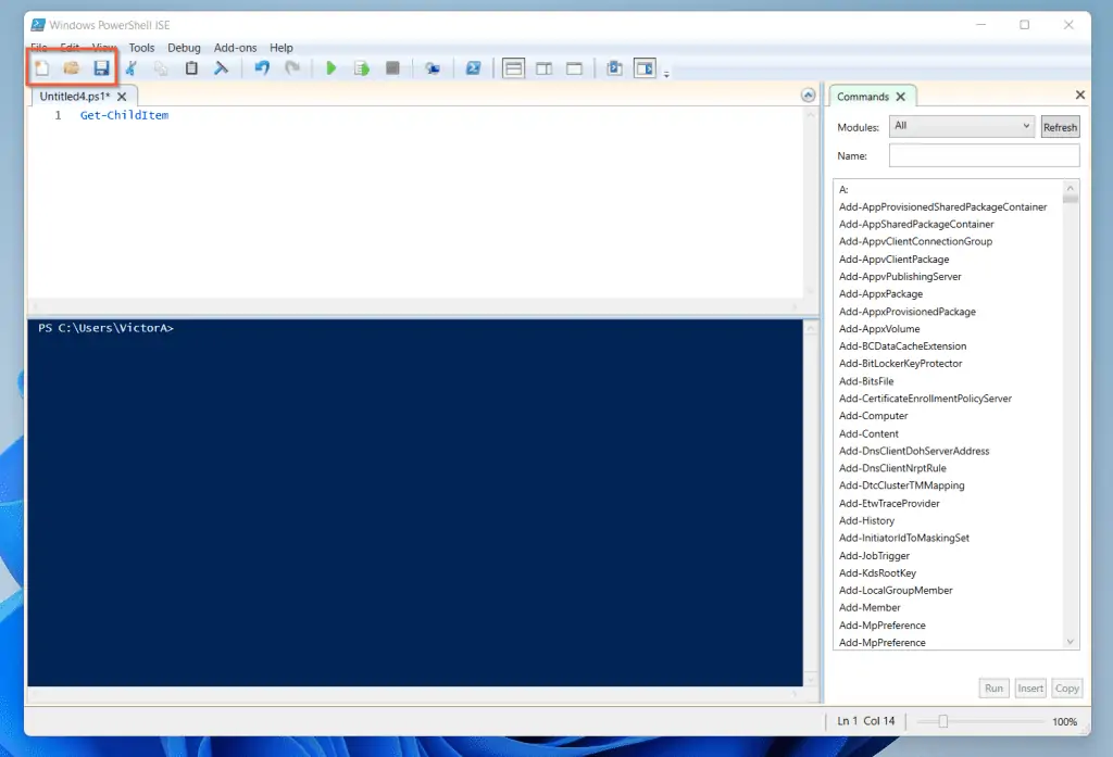 How The Sub-Menu Of PowerShell ISE Works