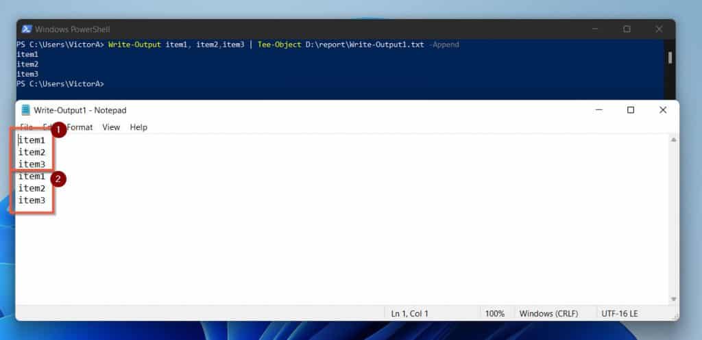 How To Append The Output of PowerShell Echo (Write-Output) To A Text File