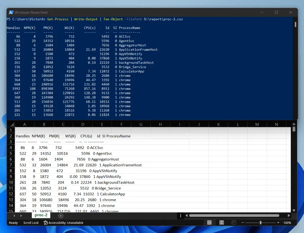 How To Write The Output of PowerShell Echo (Write-Output) To A CSV File