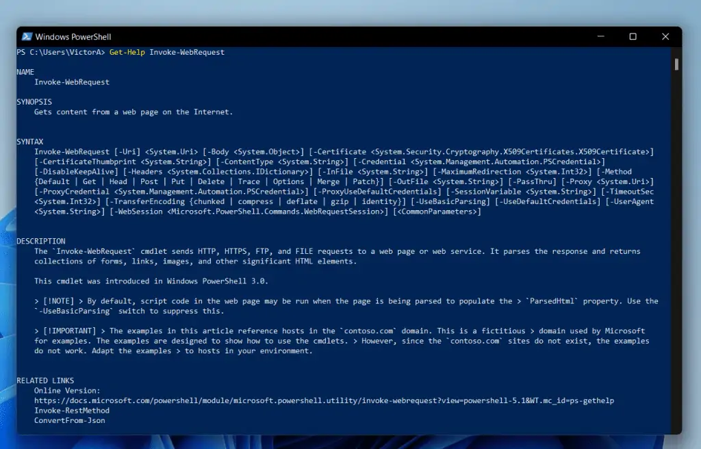 How To Get Help About PowerShell Curl (Invoke-WebRequest)