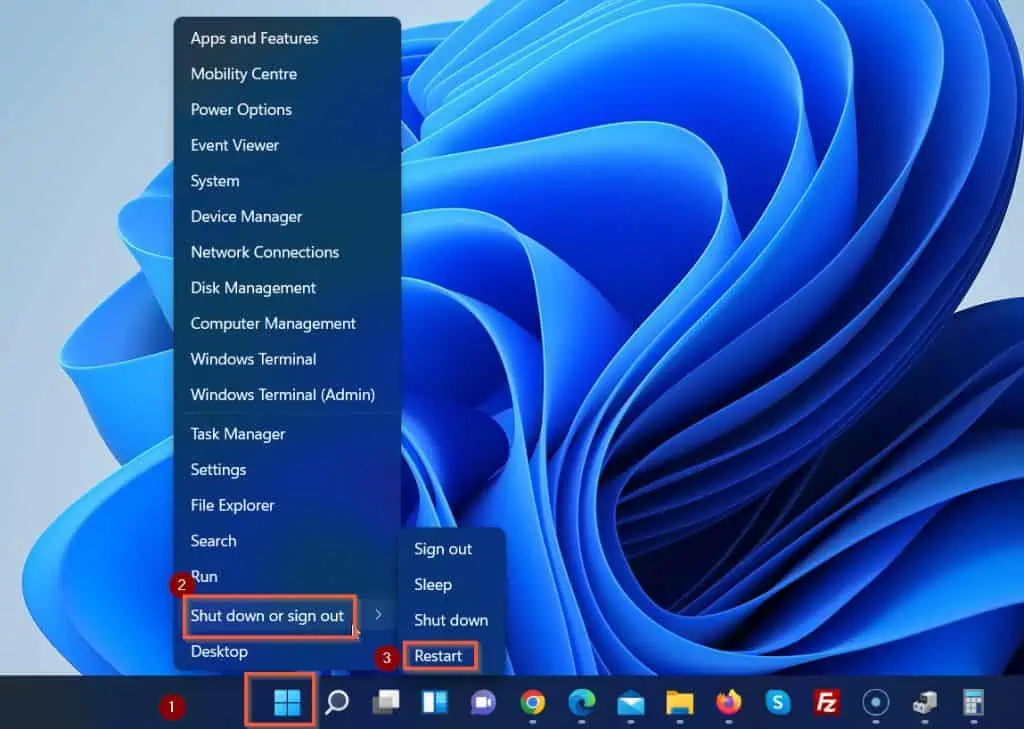 Various Ways To Restart Or Shut Down Windows 11 With The Mouse Or Keyboard Shut Cuts