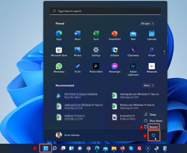how to restart windows 11