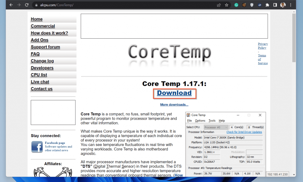 Comment vérifier la température du processeur dans Windows 11 avec l'application Core Temp