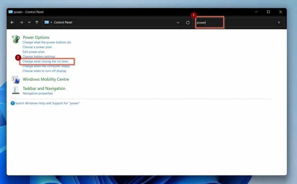 Follow the steps below to configure Power management so that when you close the lid of your windows 11 laptop, you can use an external monitor.