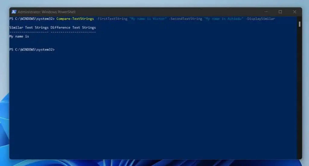 How To Display The Similarity Between Two Text Strings In PowerShell Using Compare-TextStrings