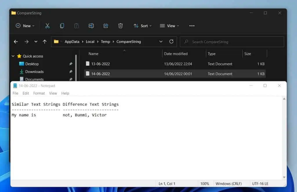 How To Send The Similarity And The Difference Between Two Text Strings To A Text File Using Compare-TextStrings (With Path Parameter)