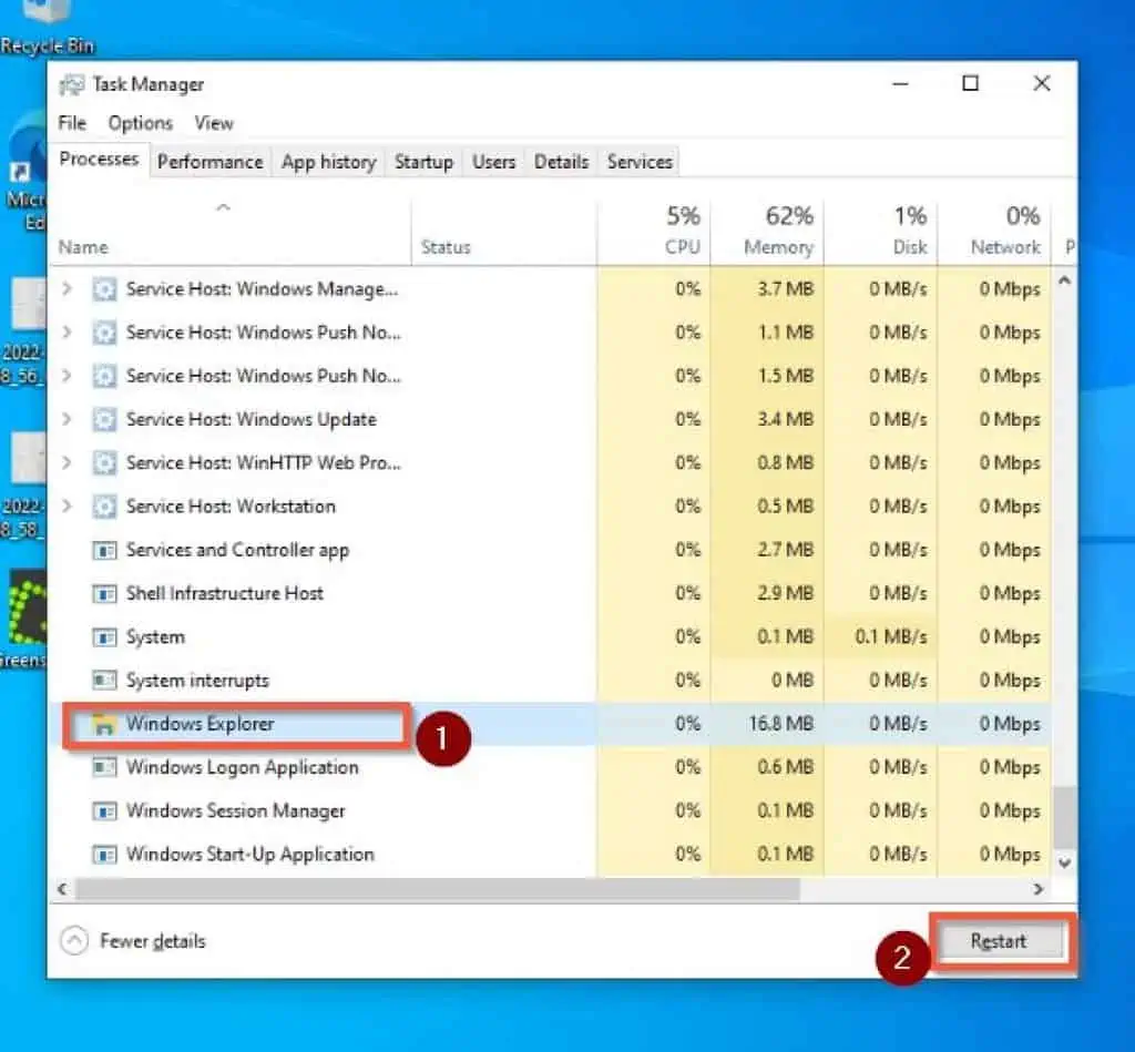 Fixing A Frozen Taskbar In Windows 10 By Restarting Your Windows Explorer