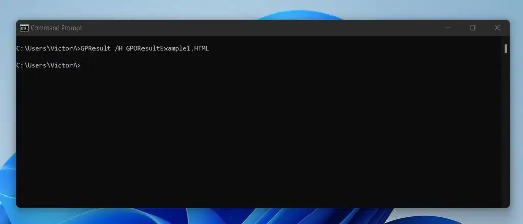 HowTo Use The /H Parameter Of GPResult Command To Export RSoP Report To An HTML File To Its Default Location