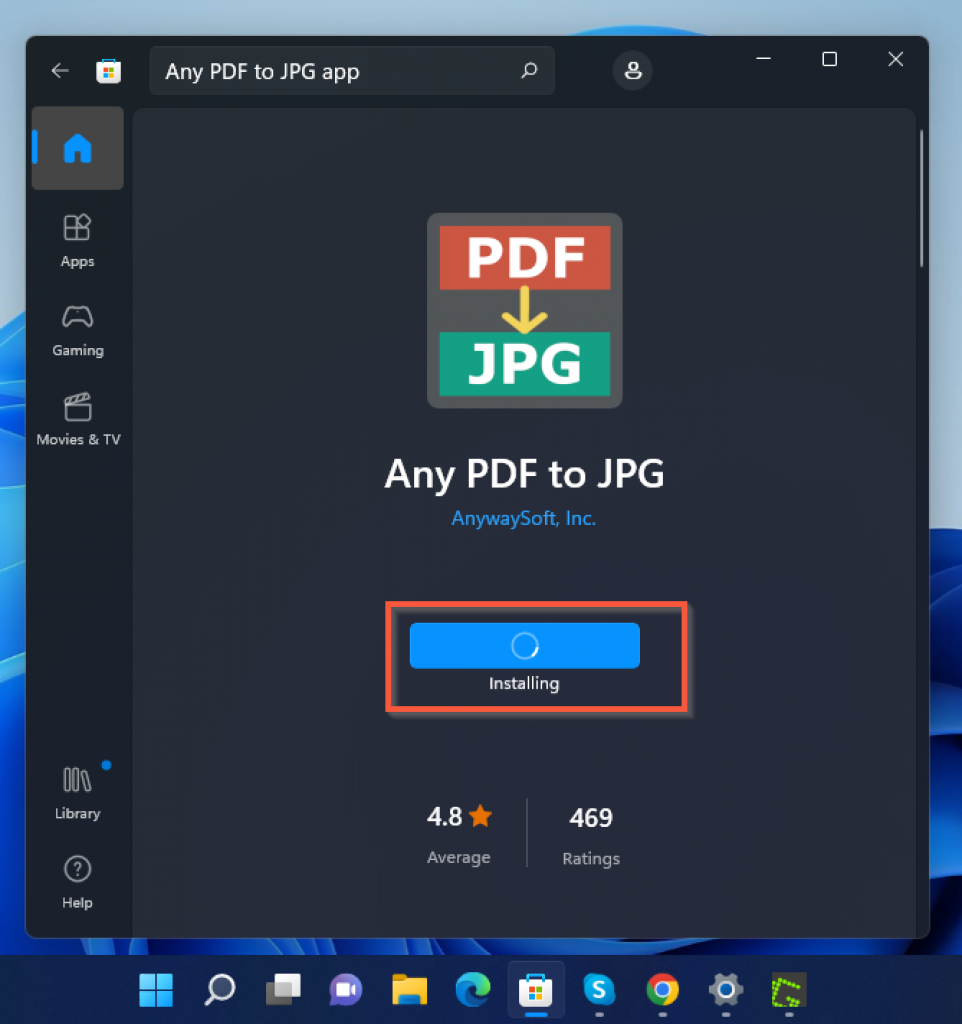 「AnyPDFtoJPG」アプリをダウンロードしてインストールします