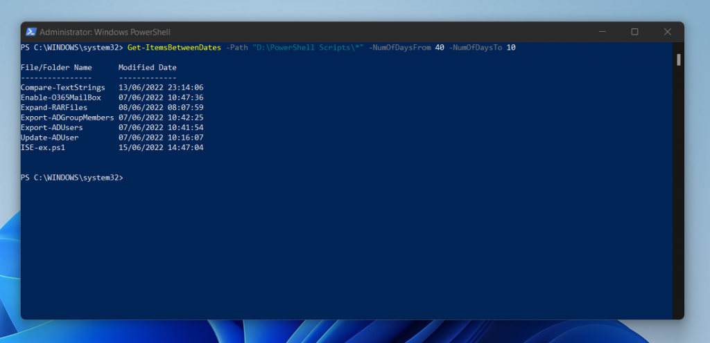 How To Find Files And Folders Last Modified Between Two Dates With The Get-ItemsBetweenDates PowerShell Function