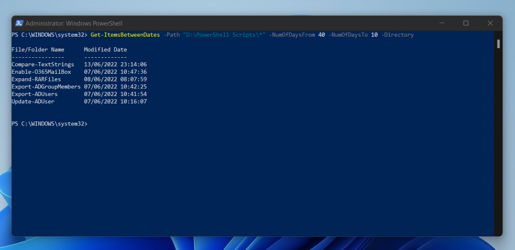 How To Find Folders Last Modified Between Two Dates With The Get-ItemsBetweenDates PowerShell Function