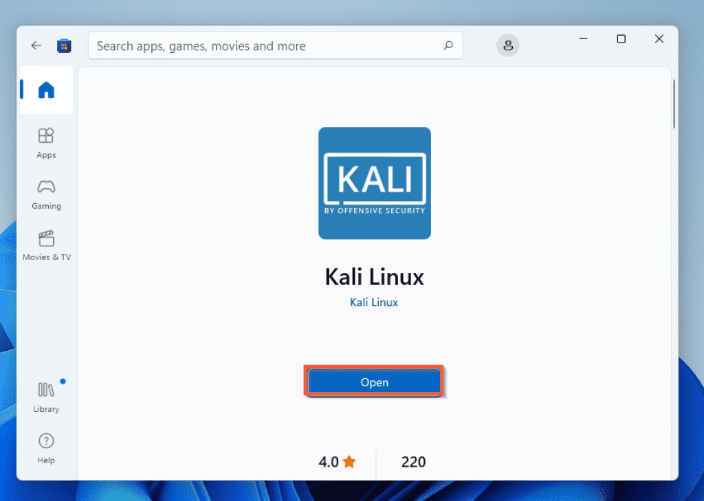 Download And Install Kali Linux App On Windows 11